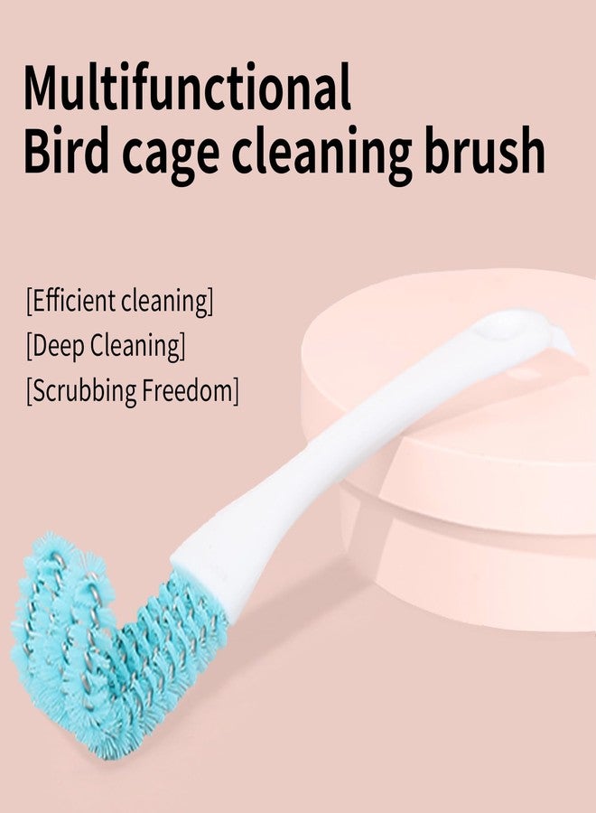 YOOSO WING Stainless Steel Bird Cage Cleaner with Long Handle - Dual Head Brush & Scraper for Parrot Cages, Perch Cleaning Tool-Durable Cage Cleaning Tool & Accessory (1, Blue) - Image 3